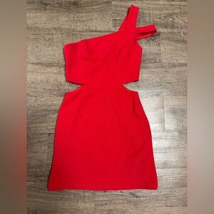 Lulu's Vibrant Red One-Shoulder Dress